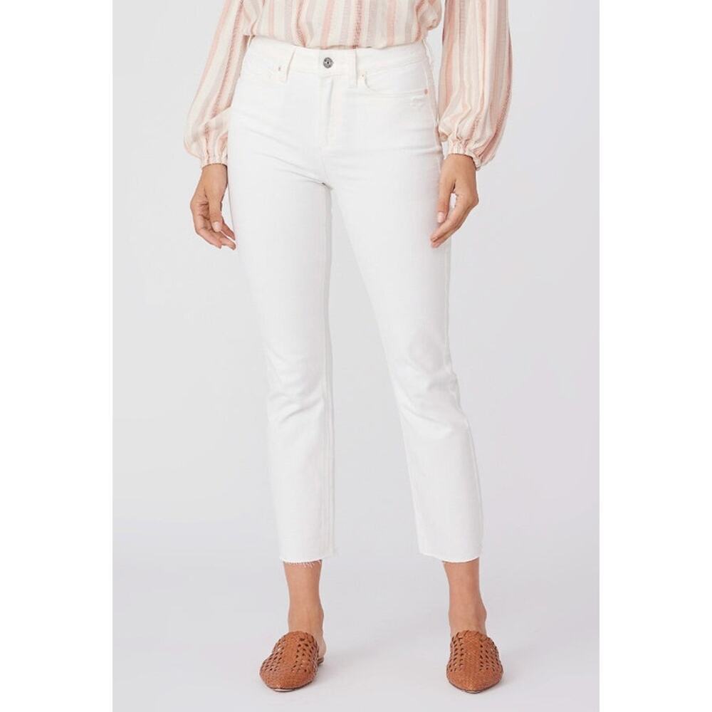 Paige Cindy High Rise Straight Leg Jeans Tonal Ecru White Size 33 Nwt